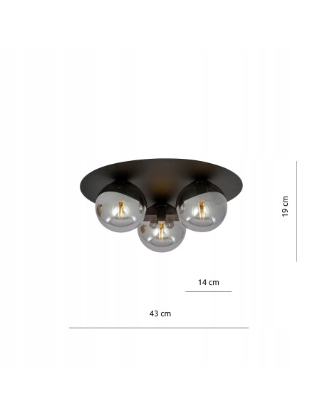 Lampa sufitowa SOLAR - Nowoczesne oświetlenie metaliczne z 3 źródłami światła E14 do biura i domu