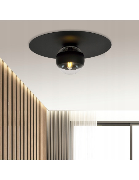 Plafon sufitowy SOLAR - nowoczesna lampa w industrialnym stylu z czarnym akcentem do biura i wnętrz mieszkalnych
