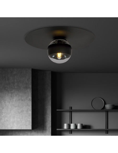 Plafon sufitowy SOLAR - nowoczesna lampa w industrialnym stylu z czarnym akcentem do biura i wnętrz mieszkalnych