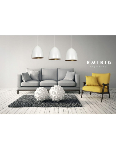 Lampa wisząca LENOX 3-punktowa w białym i złotym, nowoczesny design do sypialni i biura w stylu loftowym