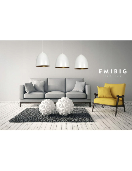 Lampa wisząca LENOX 3-punktowa w białym i złotym, nowoczesny design do sypialni i biura w stylu loftowym