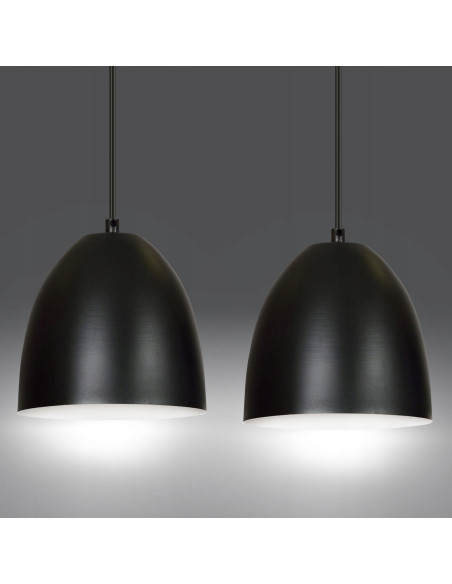 Lampa wisząca LENOX w stylu loftowym, czarno-biała z 2 punktami świetlnymi E27 - idealna do biura i jadalni