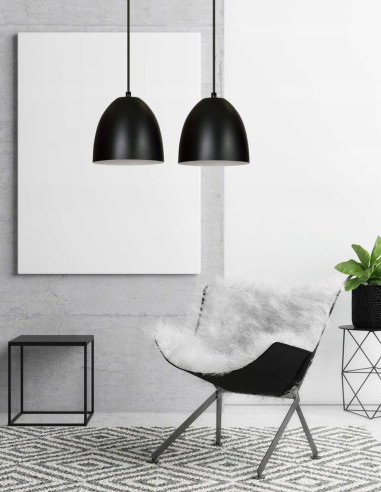 Lampa wisząca LENOX w stylu loftowym, czarno-biała z 2 punktami świetlnymi E27 - idealna do biura i jadalni