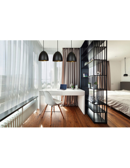 Nowoczesny Żyrandol Trzykloszowy LENOX z Złotym Detalem, Metalowy, E27, 100 cm, Elegancki do Kuchni i Jadalni