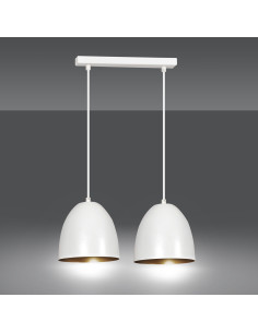 Nowoczesna lampa sufitowa LENOX z metalowymi kloszami, biało-żółta, 2 źródła światła, idealna do biura i salonu