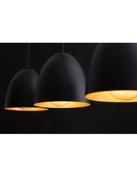 Lampa wisząca LENOX 2-punktowa z metalowym kloszem - elegancka dekoracja do biura i salonu w czerni i złocie