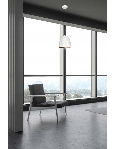 Nowoczesna lampa sufitowa LENOX w kolorze białym, metalowy klosz, 1 źródło światła E27 do kuchni i jadalni