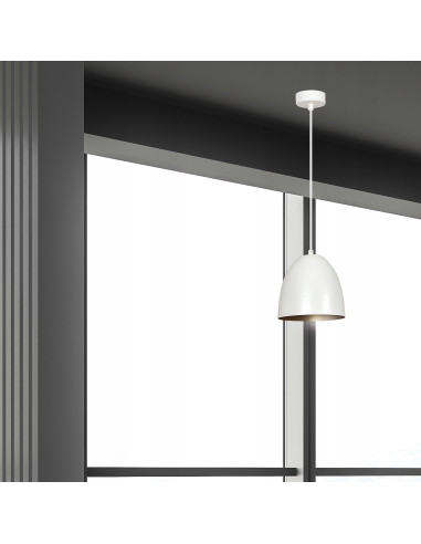 Nowoczesna lampa sufitowa LENOX w kolorze białym, metalowy klosz, 1 źródło światła E27 do kuchni i jadalni