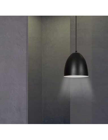 Lampa sufitowa LENOX - minimalistyczny metalowy klosz w kolorze czarnym lub białym, idealna do loftowych wnętrz.