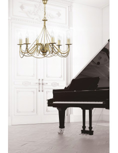 Ekskluzywny żyrandol barokowy TORI w kolorze złotym, 6 punktów świetlnych E14 - elegancja do salonu i sypialni.