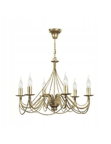 Ekskluzywny żyrandol barokowy TORI w kolorze złotym, 6 punktów świetlnych E14 - elegancja do salonu i sypialni.