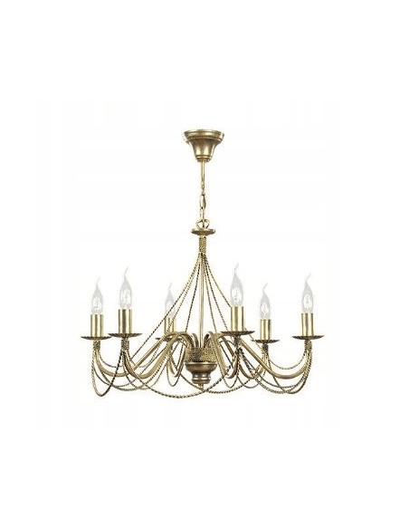 Ekskluzywny żyrandol barokowy TORI w kolorze złotym, 6 punktów świetlnych E14 - elegancja do salonu i sypialni.