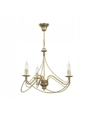 Lampa wisząca TORI w złotym kolorze, 3 źródła światła, klasyczny styl, idealna do salonu i jadalni.