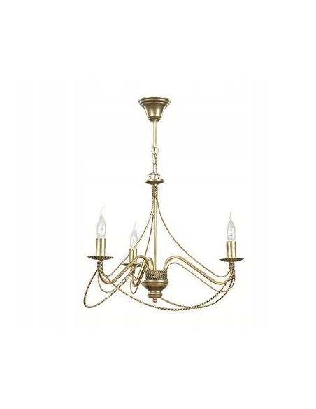 Lampa wisząca TORI w złotym kolorze, 3 źródła światła, klasyczny styl, idealna do salonu i jadalni.