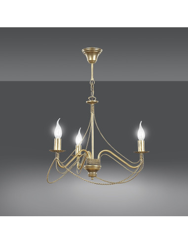 Lampa wisząca TORI w złotym kolorze, 3 źródła światła, klasyczny styl, idealna do salonu i jadalni.