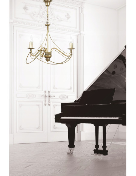 Lampa wisząca TORI w złotym kolorze, 3 źródła światła, klasyczny styl, idealna do salonu i jadalni.