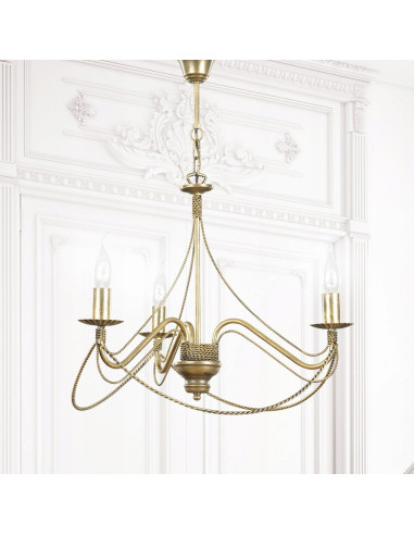 Lampa wisząca TORI w złotym kolorze, 3 źródła światła, klasyczny styl, idealna do salonu i jadalni.