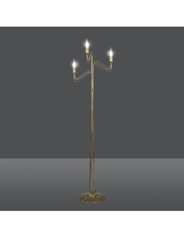 Lampa stojąca TORI w eleganckim złotym wykończeniu - nowoczesny świecznik z trzema źródłami światła E14