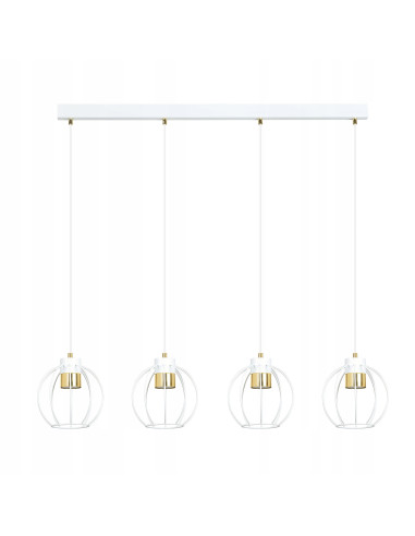 Lampa wisząca AJAX - Nowoczesne oświetlenie z regulowaną wysokością i 4 źródłami światła w białych kloszach.