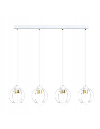 Lampa wisząca AJAX - Nowoczesne oświetlenie z regulowaną wysokością i 4 źródłami światła w białych kloszach.