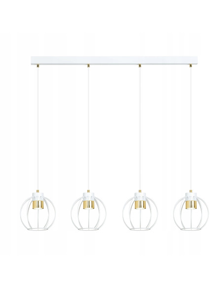 Lampa wisząca AJAX - Nowoczesne oświetlenie z regulowaną wysokością i 4 źródłami światła w białych kloszach.