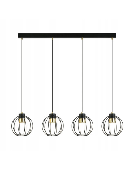 Elegancka lampa wisząca AJAX z ażurowymi kloszami, czarna, nowoczesny żyrandol do salonu i kuchni, 4 punkty świetlne.