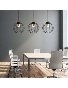 Lampa sufitowa AJAX z potrójnymi metalowymi kloszami w eleganckim czarnym i złotym wykończeniu do jadalni i kuchni 2