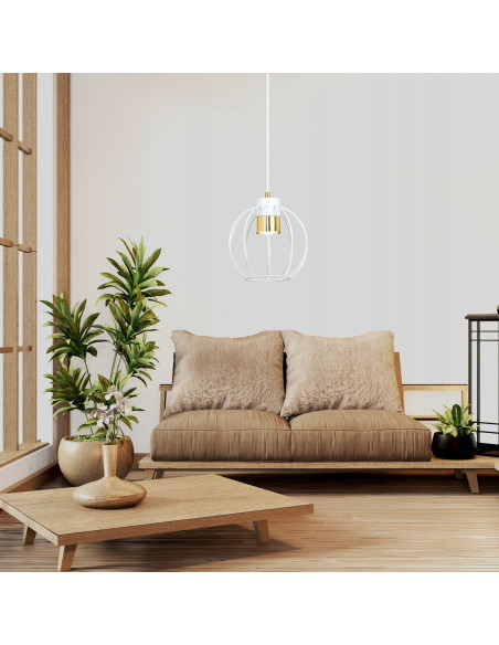 Lampa sufitowa AJAX w stylu loftowym, biała, regulowana, idealna do biura, jadalni i salonu.