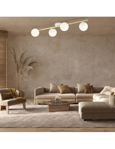 Lampa sufitowa SPLENDI z złotym akcentem - eleganckie oświetlenie do jadalni, salonu i biura, klasa A.