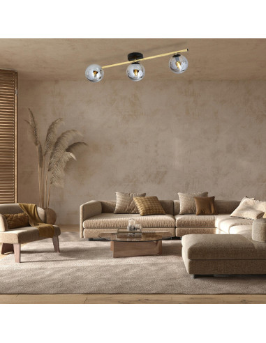 Lampa sufitowa SPLENDI z trzema szklanymi kloszami w kolorze srebrnym – elegancja i styl w każdym wnętrzu.