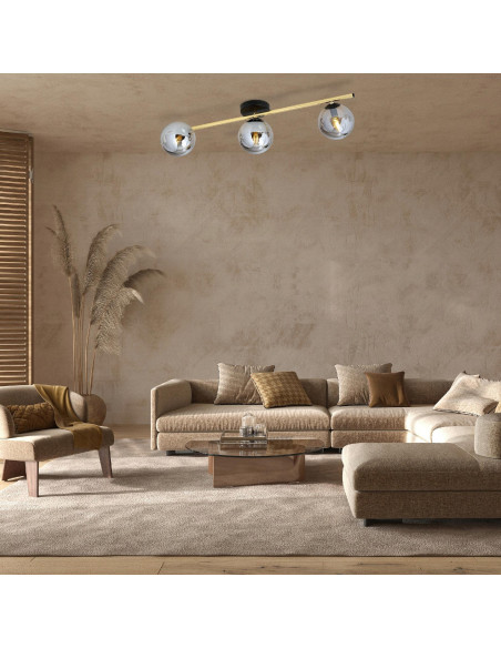 Lampa sufitowa SPLENDI z trzema szklanymi kloszami w kolorze srebrnym – elegancja i styl w każdym wnętrzu.