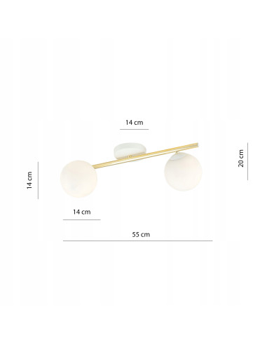 Lampa sufitowa SPLENDI Glamour - elegancki plafon z 2 punktami świetlnymi E14 do nowoczesnych wnętrz