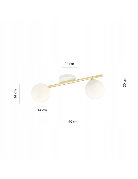 Lampa sufitowa SPLENDI Glamour - elegancki plafon z 2 punktami świetlnymi E14 do nowoczesnych wnętrz