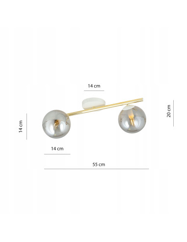 Elegancka lampa sufitowa SPLENDI w kolorze biało-złotym - nowoczesny plafon do salonu i holu, styl glamour, 2 źródła światła.