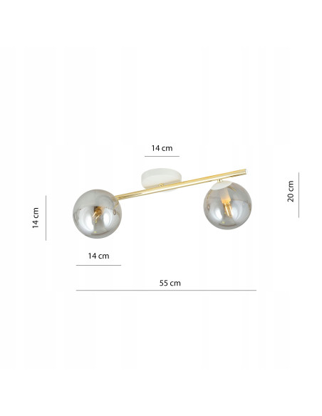 Elegancka lampa sufitowa SPLENDI w kolorze biało-złotym - nowoczesny plafon do salonu i holu, styl glamour, 2 źródła światła.