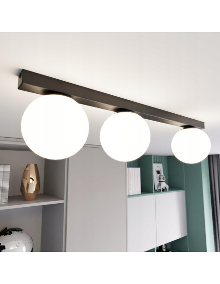 Plafon sufitowy FIT 3-punktowy w stylu industrialnym, biało-czarny, idealny do korytarzy i nowoczesnych wnętrz.