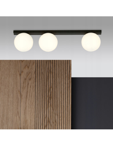 Plafon sufitowy FIT 3-punktowy w stylu industrialnym, biało-czarny, idealny do korytarzy i nowoczesnych wnętrz.