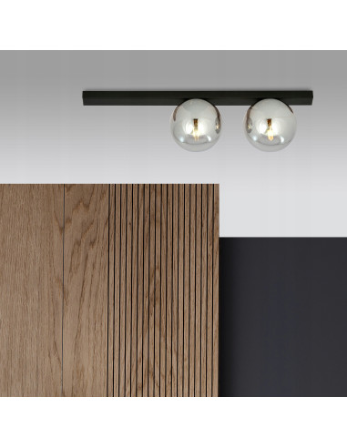 Lampa FIT Elegancka z Przydymionym Kloszem, 2-punktowe Oświetlenie Metalowe do Biura i Domu, Nowoczesny Design