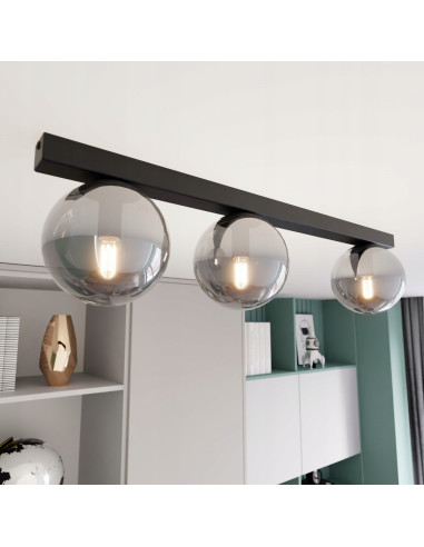 Nowoczesna lampa sufitowa FIT w grafitowym kolorze - eleganckie oświetlenie biurowe i do wnętrz z trzema punktami świetlnymi.