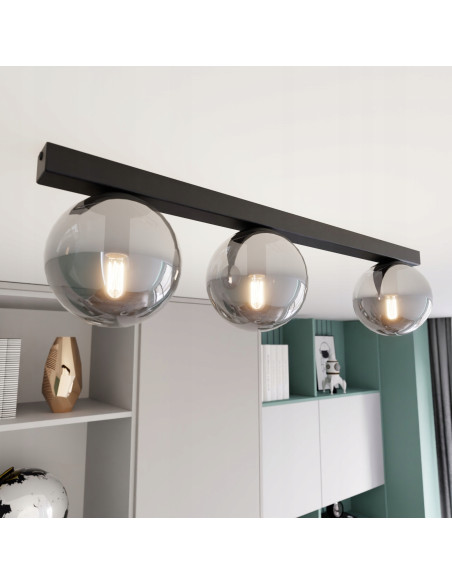 Nowoczesna lampa sufitowa FIT w grafitowym kolorze - eleganckie oświetlenie biurowe i do wnętrz z trzema punktami świetlnymi.