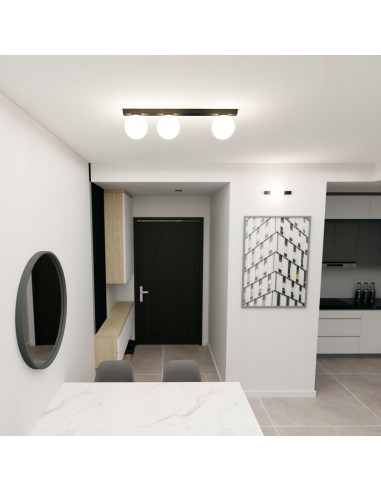 Plafon sufitowy FIT 3-punktowy w stylu industrialnym, biało-czarny, idealny do korytarzy i nowoczesnych wnętrz.