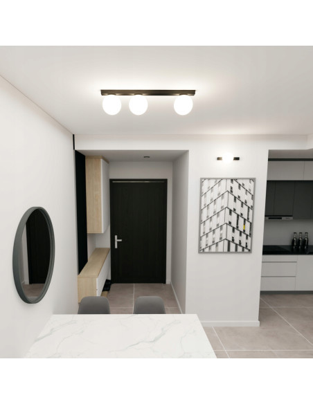 Plafon sufitowy FIT 3-punktowy w stylu industrialnym, biało-czarny, idealny do korytarzy i nowoczesnych wnętrz.