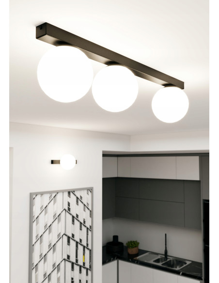 Plafon sufitowy FIT 3-punktowy w stylu industrialnym, biało-czarny, idealny do korytarzy i nowoczesnych wnętrz.