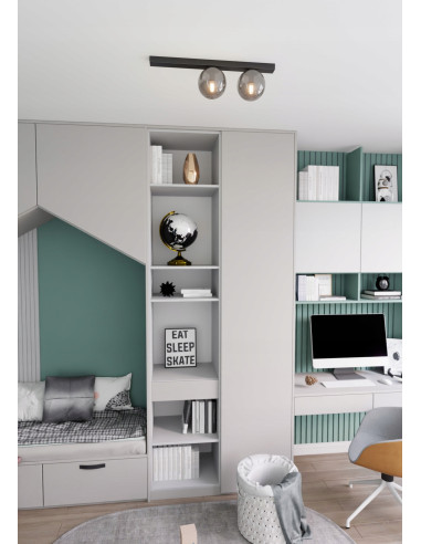 Lampa FIT Elegancka z Przydymionym Kloszem, 2-punktowe Oświetlenie Metalowe do Biura i Domu, Nowoczesny Design