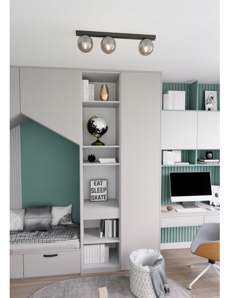 Nowoczesna lampa sufitowa FIT w grafitowym kolorze - eleganckie oświetlenie biurowe i do wnętrz z trzema punktami świetlnymi.