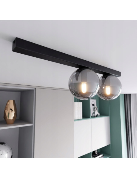 Lampa FIT Elegancka z Przydymionym Kloszem, 2-punktowe Oświetlenie Metalowe do Biura i Domu, Nowoczesny Design