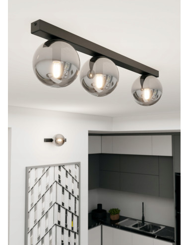 Nowoczesna lampa sufitowa FIT w grafitowym kolorze - eleganckie oświetlenie biurowe i do wnętrz z trzema punktami świetlnymi.