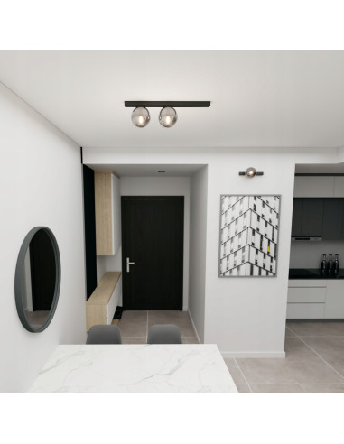 Lampa FIT Elegancka z Przydymionym Kloszem, 2-punktowe Oświetlenie Metalowe do Biura i Domu, Nowoczesny Design