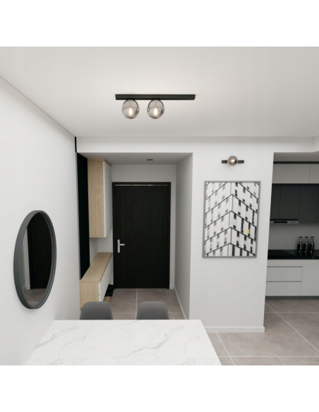 Lampa FIT Elegancka z Przydymionym Kloszem, 2-punktowe Oświetlenie Metalowe do Biura i Domu, Nowoczesny Design