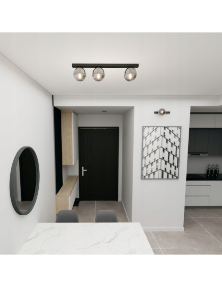 Nowoczesna lampa sufitowa FIT w grafitowym kolorze - eleganckie oświetlenie biurowe i do wnętrz z trzema punktami świetlnymi.